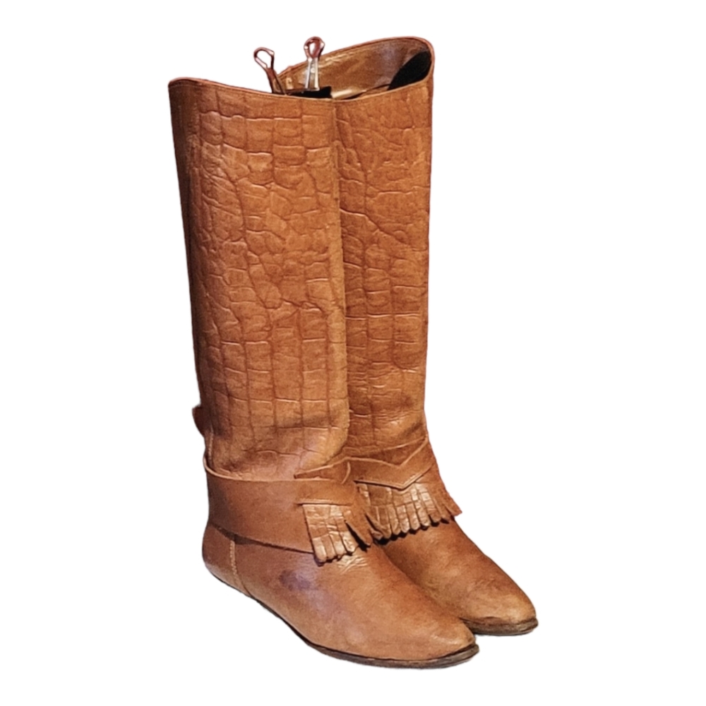 Vintage Women Light Brown Leather Riding Boots By Rush Hour Size 7.5-8